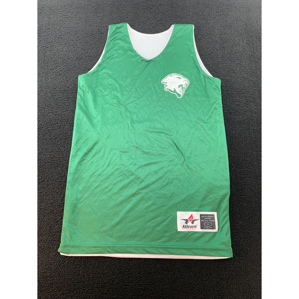 Alleson Athletic Reversible Youth Basketball Jersey Green White Panther‎ Size M